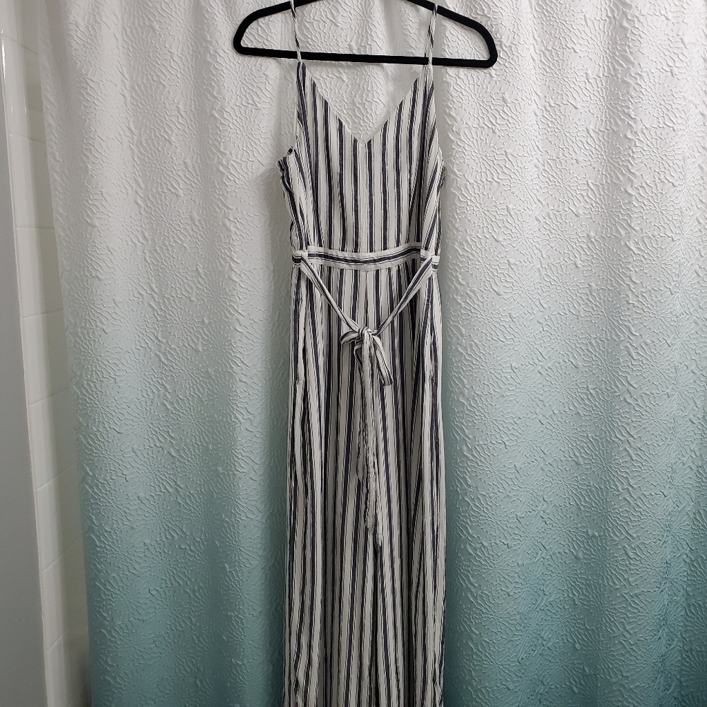 AE blue striped jumpsuit